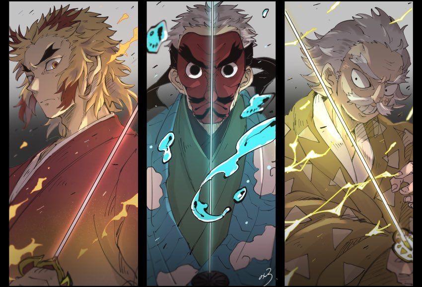 Zenitsu using Thunder Breathing at incredible speed creating lightning trails